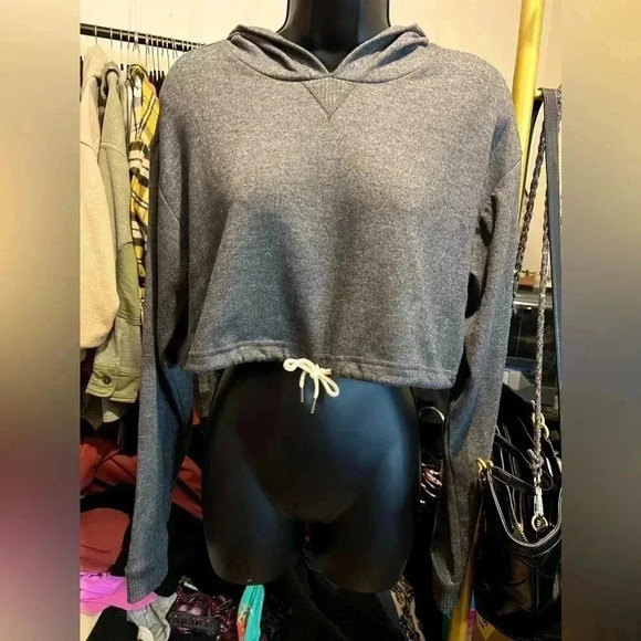 NWOT Urban Outfitters Out From Under Gray Crop Hoodie Medium - Picture 1 of 5